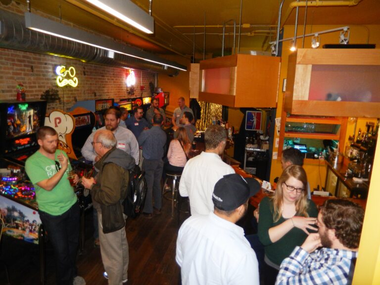 Fellow Nerds talk about technology at TechBrew at Forbidden Planet in Iowa City