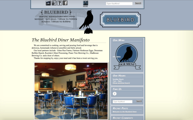 Worked on the bluebird diner website with owner.