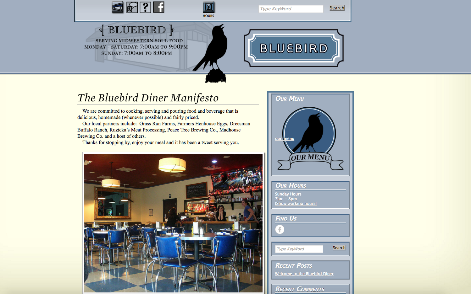 Worked on the bluebird diner website with owner.