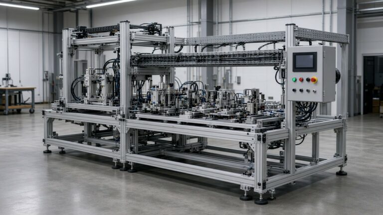 Custom machine frame with HMI control panel