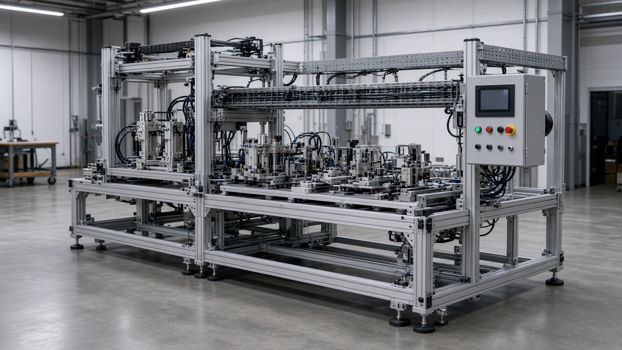 Custom machine frame with HMI control panel