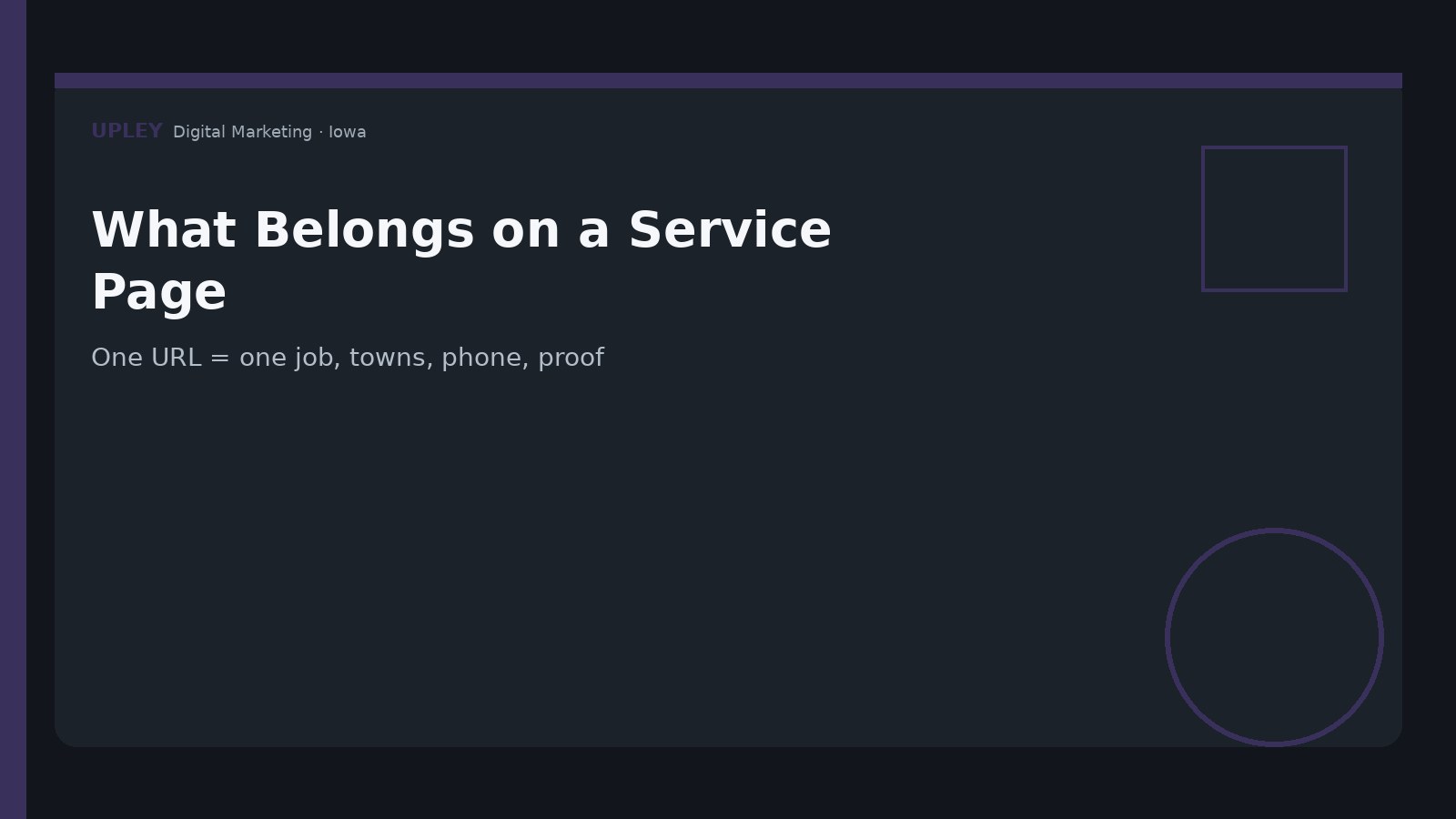 One URL = one job, towns, phone, proof